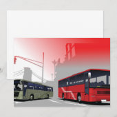 Stadsbussen Red Green Coaches op Urban Street Kaart (Voorkant / Achterkant)