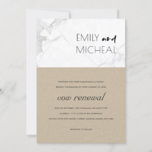 STADSCHIC RUSTIC KRAFT MARBLE VOW RENEWAL INVITE BEDANKKAART