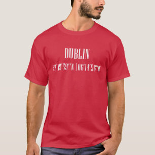 Stadscoördinaten Dublin vintage T-shirt