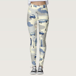 Stadsgebouwen Straatlampen Camouflage Patroon Leggings
