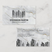 Stadsgebouwen | wit marmer goud visitekaartje (Voorkant / Achterkant)