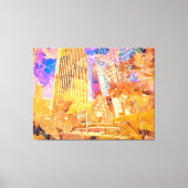 Stadsgezicht met herfstbladeren Abstract overtrokk Canvas Afdruk (Voorkant)