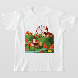Stadsgezicht met reuzenrad t-shirt