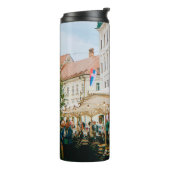 stadsgezicht van Ljubljana Thermosbeker (Gedraaid links)