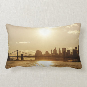 Stadsgezicht Zonsondergang over de New Yorkse skyl Kussen
