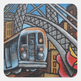 Stadsgraffiti-metro Vierkante Sticker