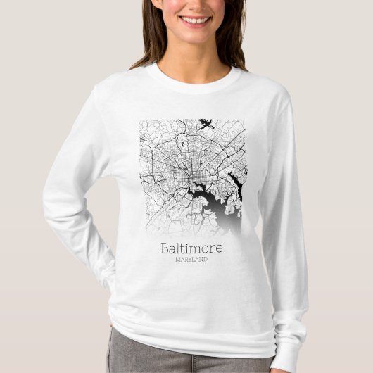 Stadskaart Baltimore T-shirt (Voorkant)