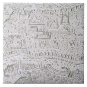 Stadskaart Constantinopel, Turkije, c.1650 (engrav Tegeltje