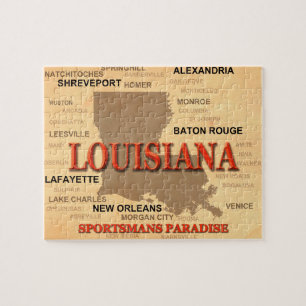 Stadskaart Louisiana en Towns State Pride Legpuzzel