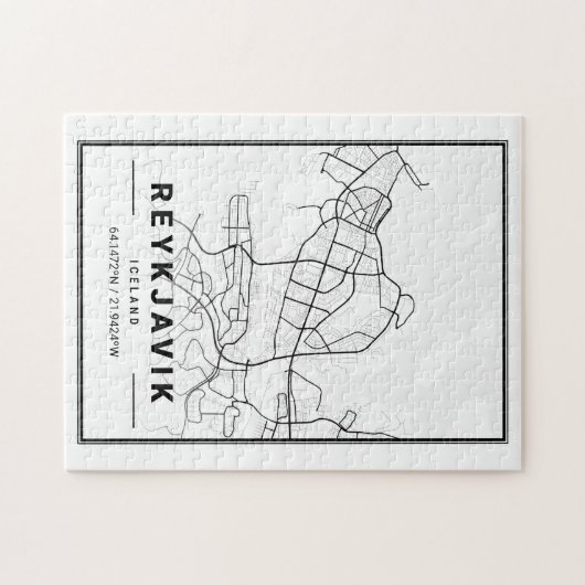 Stadskaart Reykjavik IJsland | Minimale mod-kunst Legpuzzel (Horizontaal)