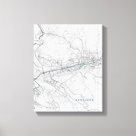Stadskaart Sarajevo Canvas Afdruk (Voorkant)