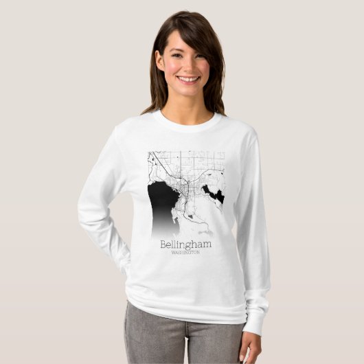 Stadskaart van Bellingham T-shirt (Voorkant volledig)