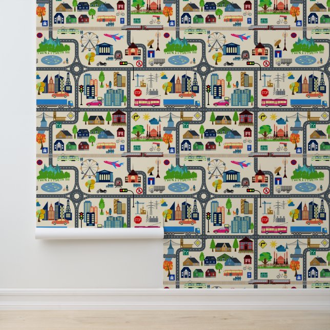 Stadskaartpatroon Behang (Applicatie)
