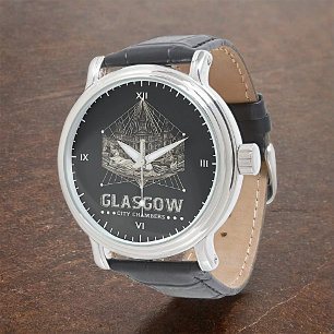  stadskamers  zwart Leder Horloge