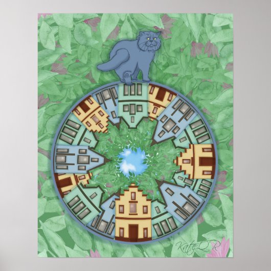 Stadskat. Lente. Mandala Poster (Voorkant)