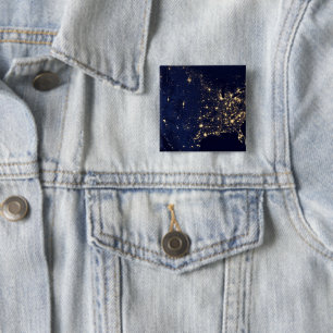Stadslampen van de Verenigde Staten bij nacht. Vierkante Button 5,1 Cm