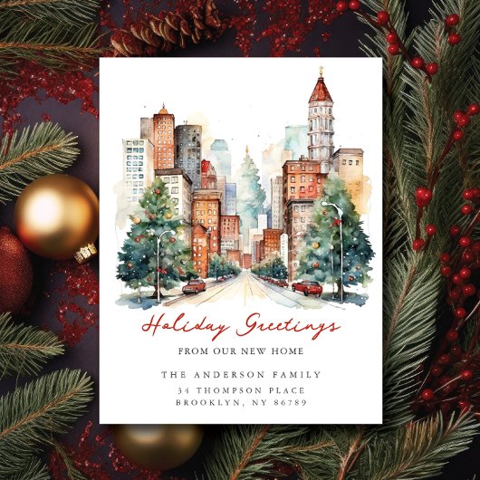 Stadsleven Kerst in de stad Nieuw adres Aankondiging