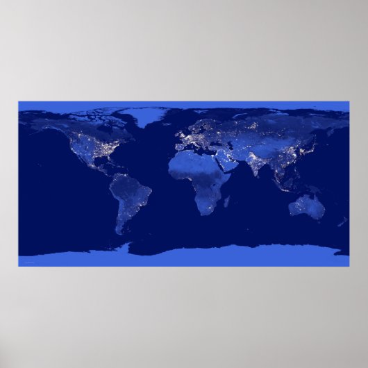 Stadslichten van de World Satellite Poster Map (Voorkant)