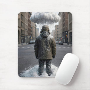 Stadsmens Onder een Sneeuwwolk Muismat
