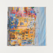 Stadsmoodschilderij, olie, landschap, stad, abstra wandkleed (Voorkant (horizontaal))