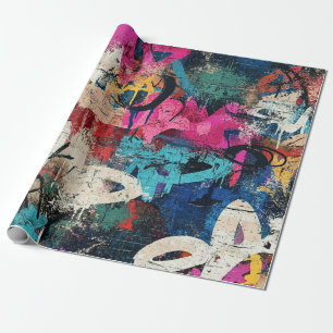 Stadsmuur Graffiti Ruw Roze Blauw Zwart Cadeaupapier