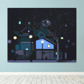 Stadsnachten Canvas Afdruk (Insitu (Houten vloer))