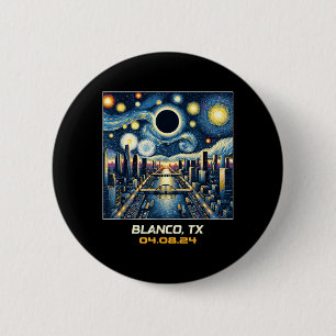 Stadspanorama Totale Zonsverduistering Blanco Texa Ronde Button 5,7 Cm