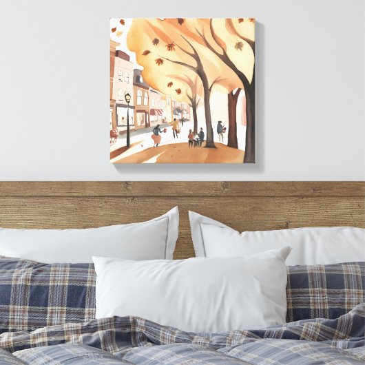 Stadspark in de herfst | Herfst gebladerte Waterve Canvas Afdruk (Insitu (Slaapkamer))