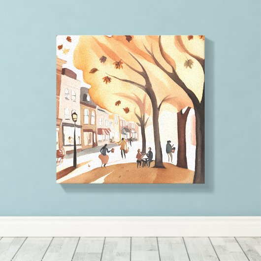 Stadspark in de herfst | Herfst gebladerte Waterve Canvas Afdruk (Insitu (Houten vloer))