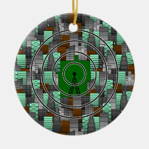 Stadspatroon met radiotoren keramisch ornament