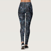 Stadsplatte zwarte Galaxy Glitter CUSTOM-TEKST Leggings (Achterkant)