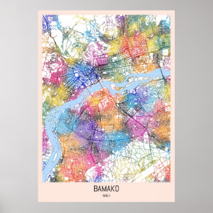 Stadsplattegrond Bamako Mali Poster
