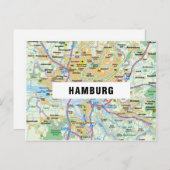 STADSPLATTEGROND BRIEFKAARTEN ♥ Hamburg (Voorkant / Achterkant)
