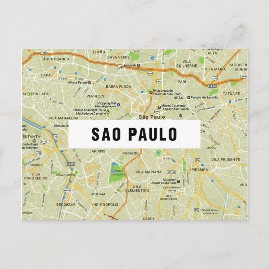 STADSPLATTEGROND BRIEFKAARTEN ♥ Sao Paulo (Voorkant)