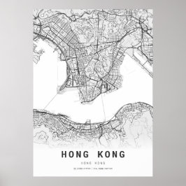 Stadsplattegrond Hongkong Poster