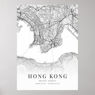 Stadsplattegrond Hongkong Poster