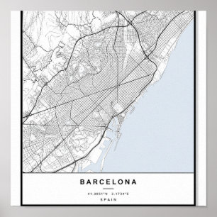 Stadsplattegrond Poster Barcelona Minimalistisch