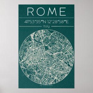 Stadsplattegrond Poster van Rome – Modern Muurkuns