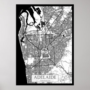 Stadsplattegrond van Adelaide Australië Poster