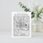 Stadsplattegrond van Baltimore + Locatiemarkering Briefkaart (Staand voorkant)