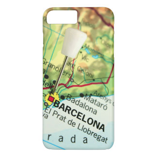 Stadsplattegrond van Barcelona met speld iPhone 8 Plus / 7 Plus Hoesje