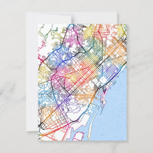 Stadsplattegrond van Barcelona Spanje Briefkaart