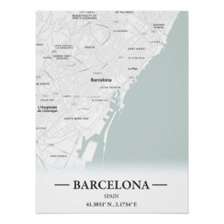 Stadsplattegrond van Barcelona, Spanje Perfect Poster