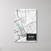 Stadsplattegrond van Detroit, Michigan + Markeer u Canvas Afdruk (Voorkant)