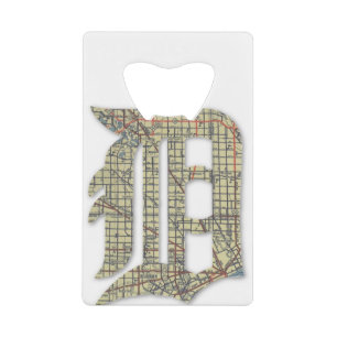 Stadsplattegrond van Detroit Oud Engels D Kredietkaart Flessenopener
