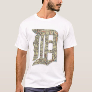 Stadsplattegrond van Detroit Oud Engels D T-shirt