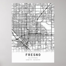 Stadsplattegrond van Fresno Poster