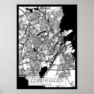 Stadsplattegrond van Kopenhagen Denemarken Poster