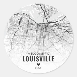 Stadsplattegrond van Louisville Bruiloft Welkom Ronde Sticker