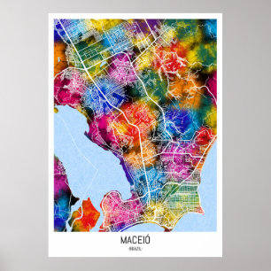 Stadsplattegrond van Maceió Brazilië Poster